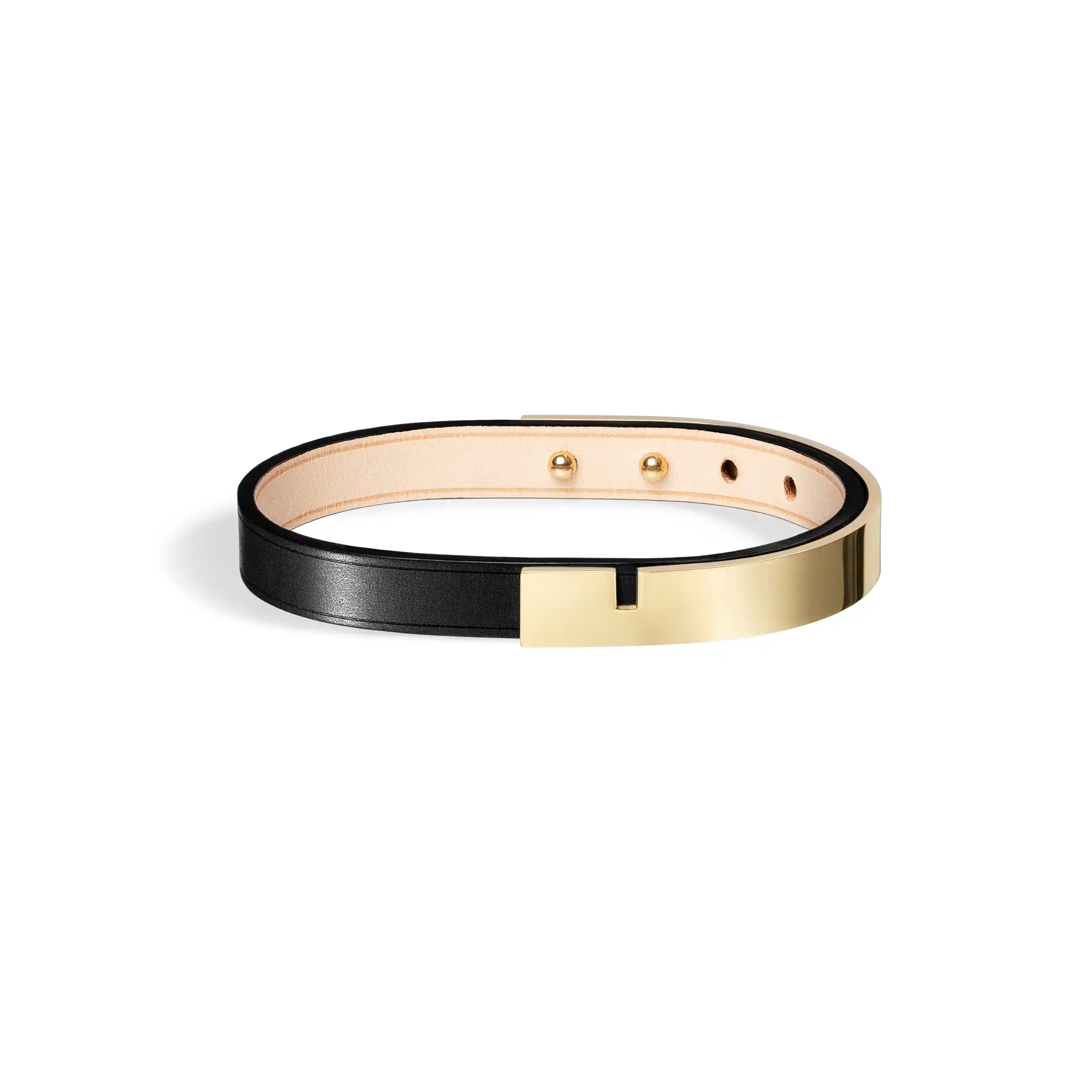 bracelet cuir homme noir or poli