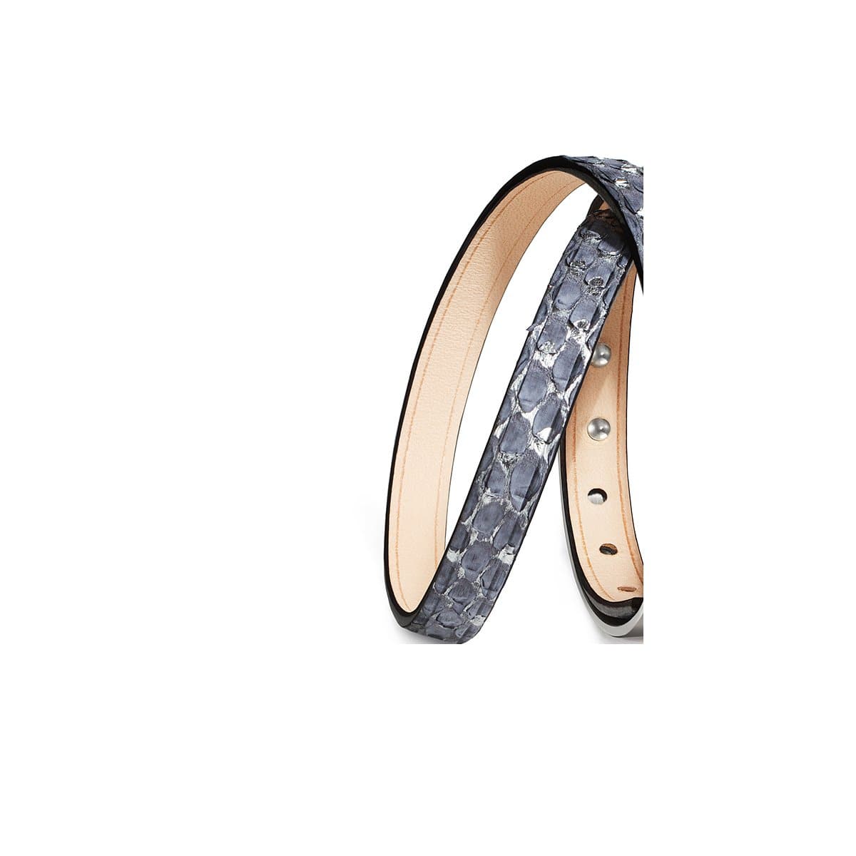 Correa de piel de pitón triple intercambiable. Pulsera U'TURN.