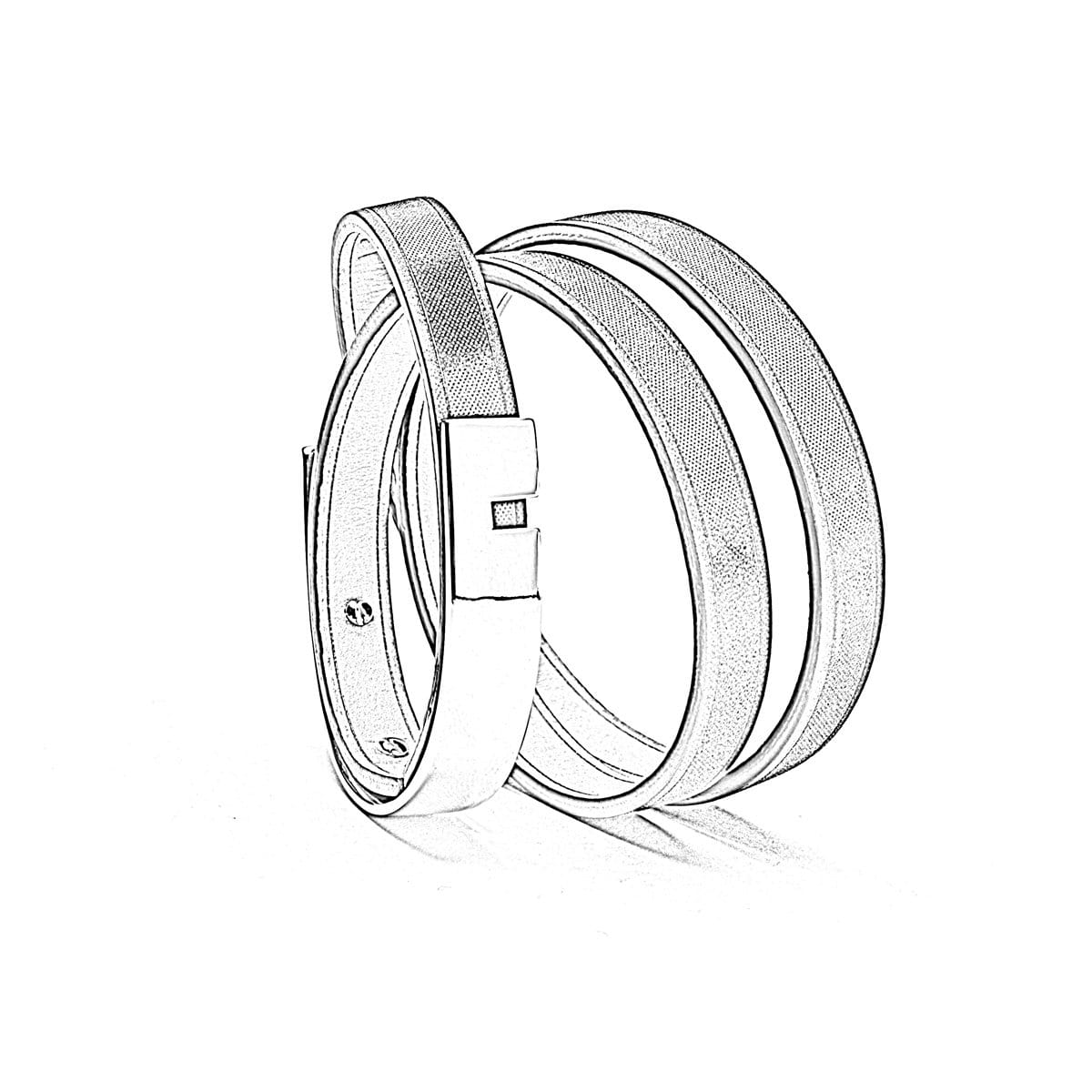 Correa de piel de pitón triple intercambiable. Pulsera U'TURN.