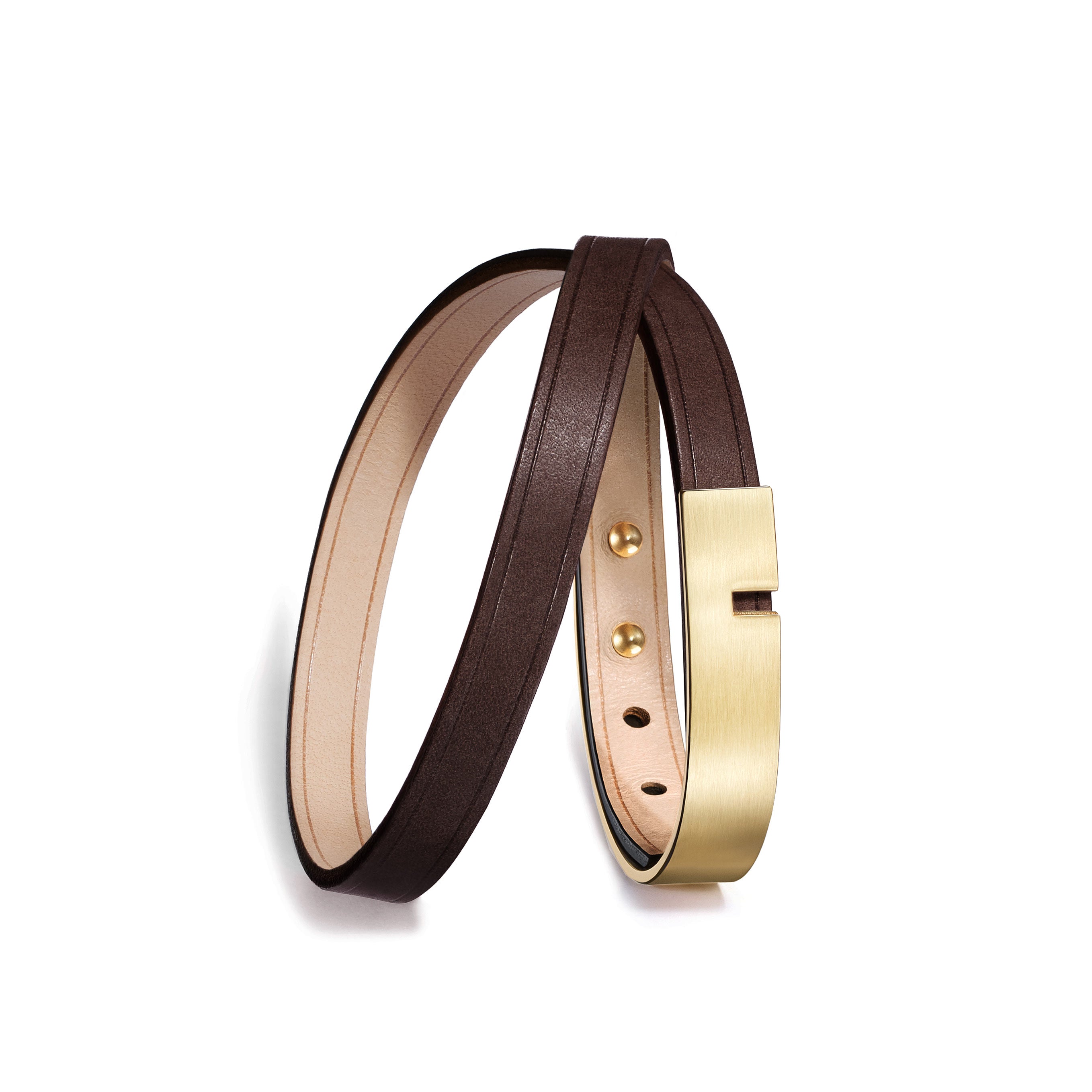 packshot bracelet homme marron double or ursul