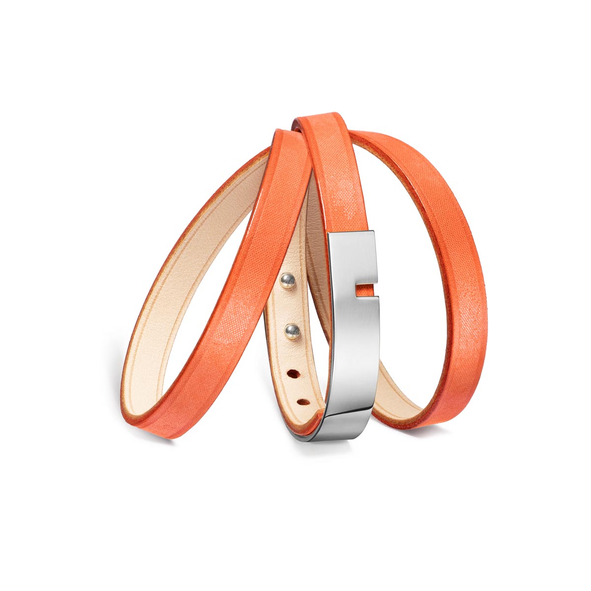 bracelet multi tours orange argent