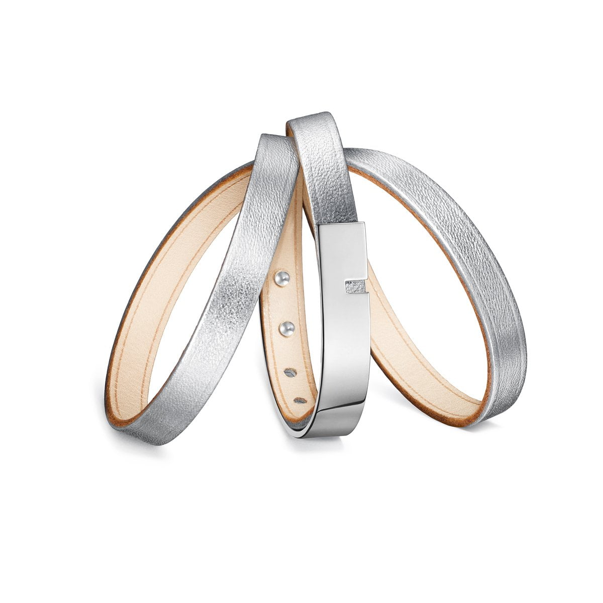 Pulsera de cuero metalizado dorado, U'TURN TRIPLE Gold