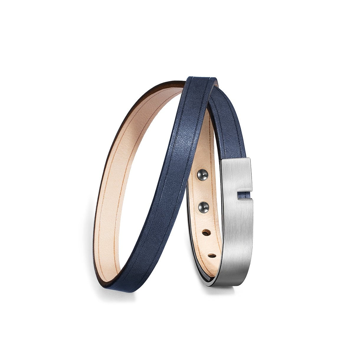 bracelet double tour bleu navy argent