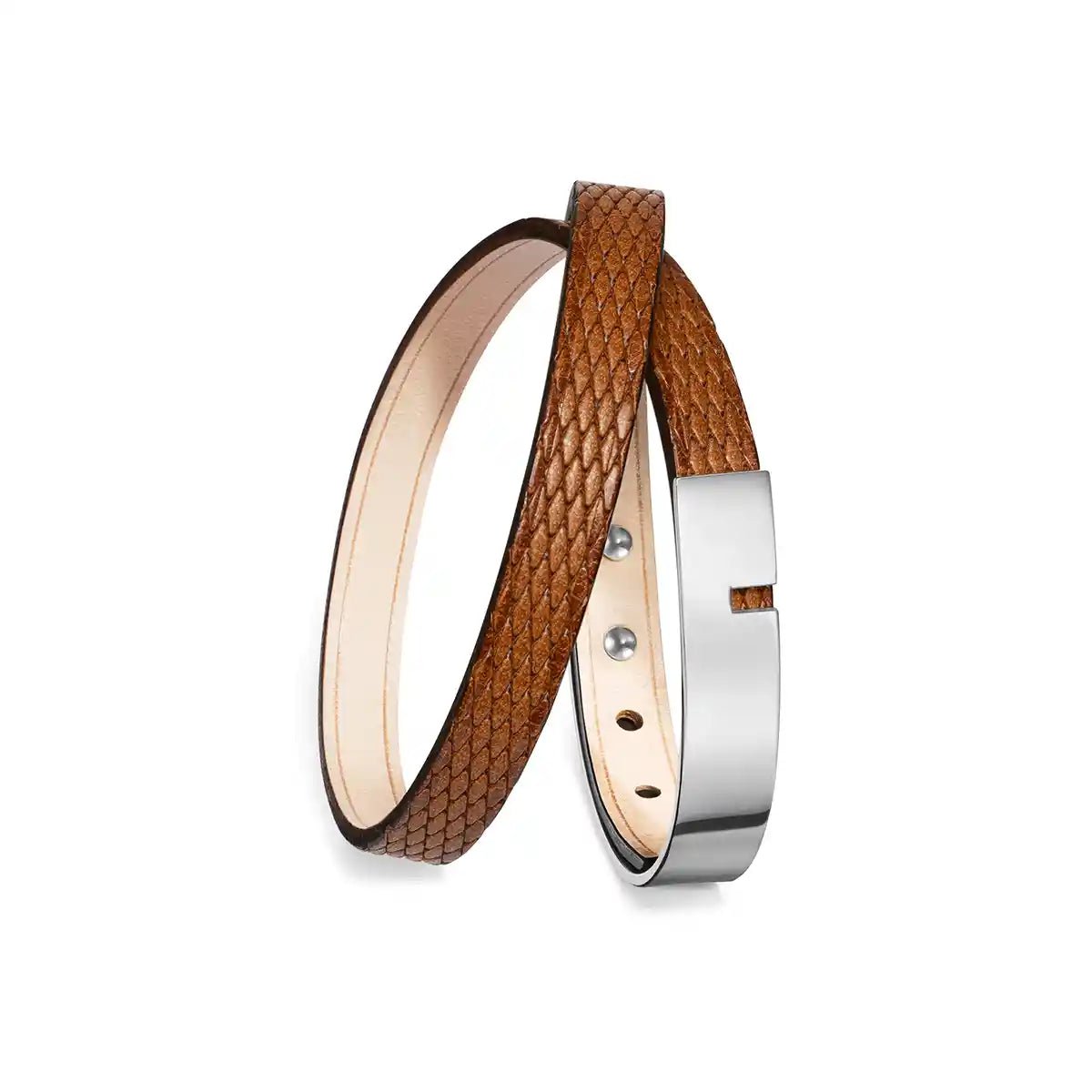 Pulsera de cuero doble "Diamant" avellana | U'TURN TWICE