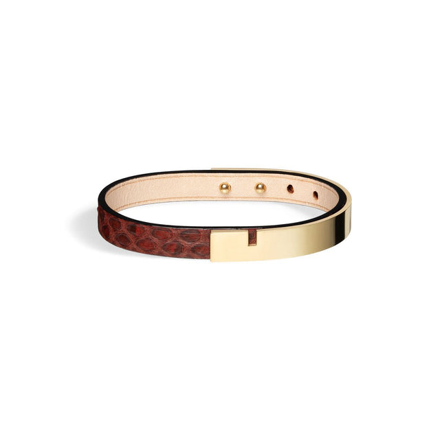 bracelet homme or mat python bordeaux