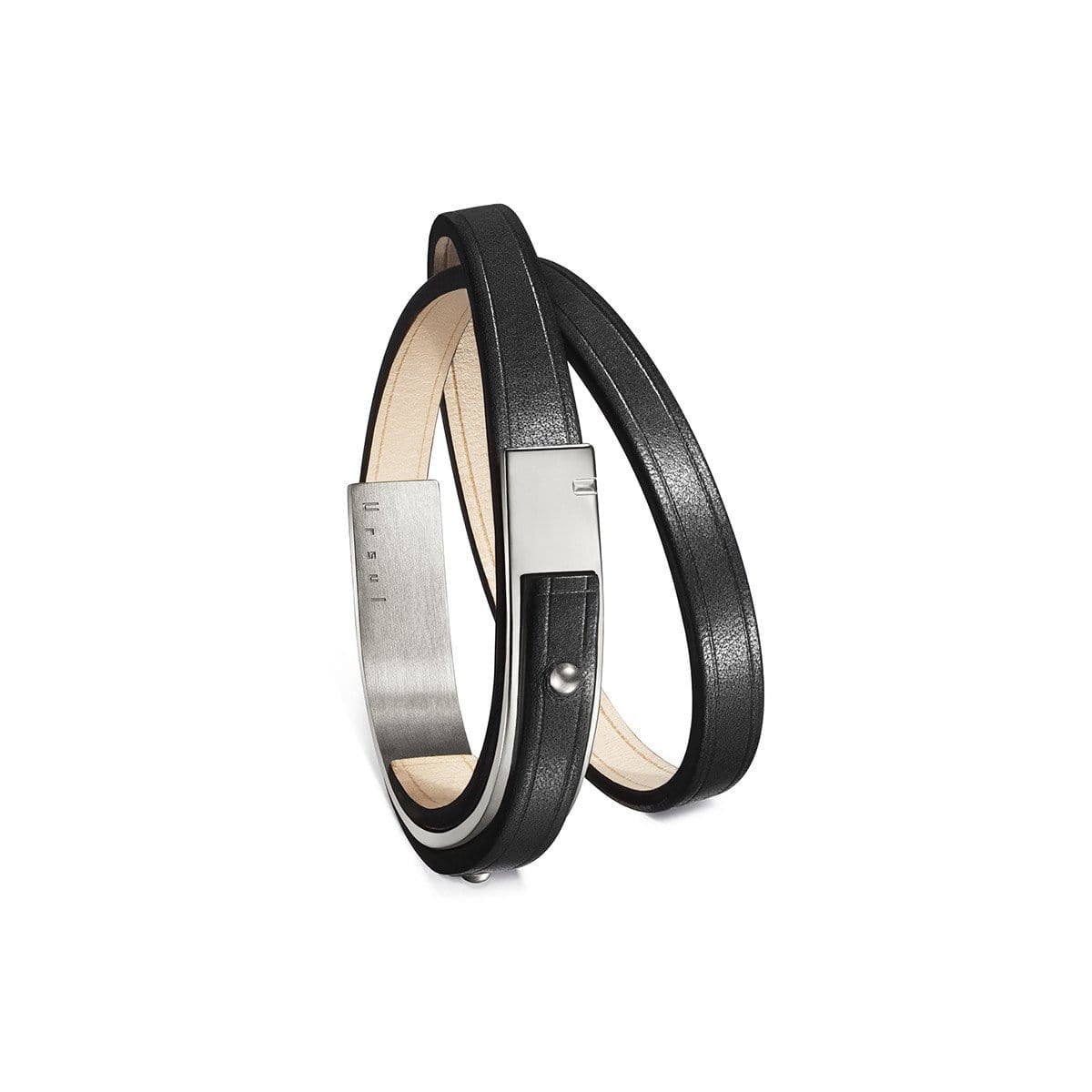 bracelet cuir homme rock noir fermoir argent