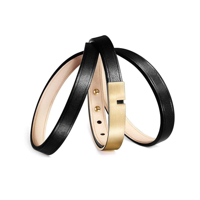 bracelet femme noir cuir luxe.