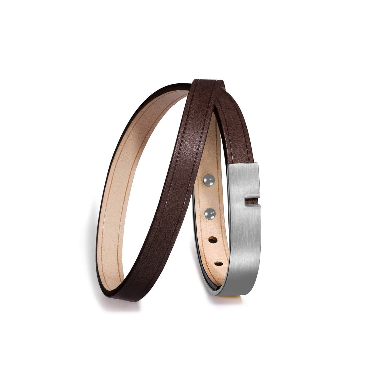 packshot bracelet  homme marron double argent ursul