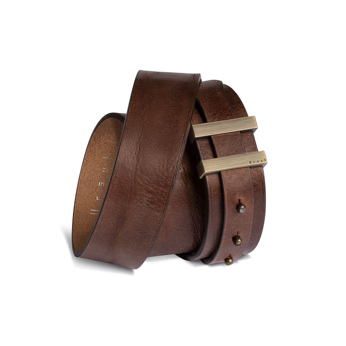 Ceinture homme marron vintage SPARTIATE.34 enroulée